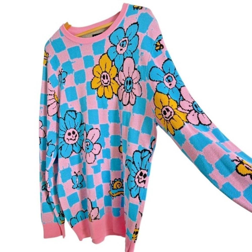 A-Lab Kendallie Flower Crewneck Sweater Womens Medium Pre-Owned Pink Graphic